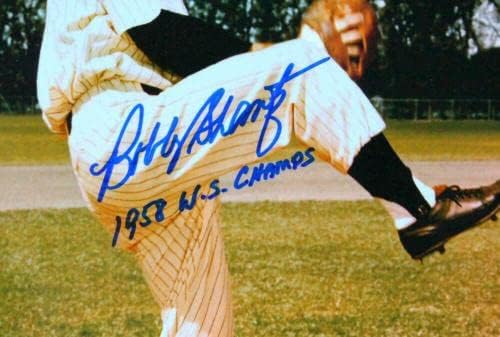 Боби Шанц го автограмираше Yorkујорк Јанкис 8x10 Фотографија w/ 1958- JSA *сина - автограмирана MLB фотографии