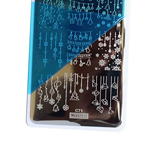 5pcs Божиќни плочи за печат за нокти, елк/starвезда/балони нокти уметнички плочки за печати шаблони комплет +1 кутија снегулка