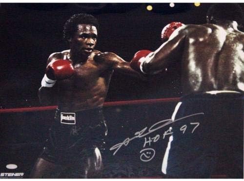 Sugar Ray Leonard Fight vs Kevin Howard потпиша 16x20 фотографија w/hof insc - автограмирани фотографии во боксот