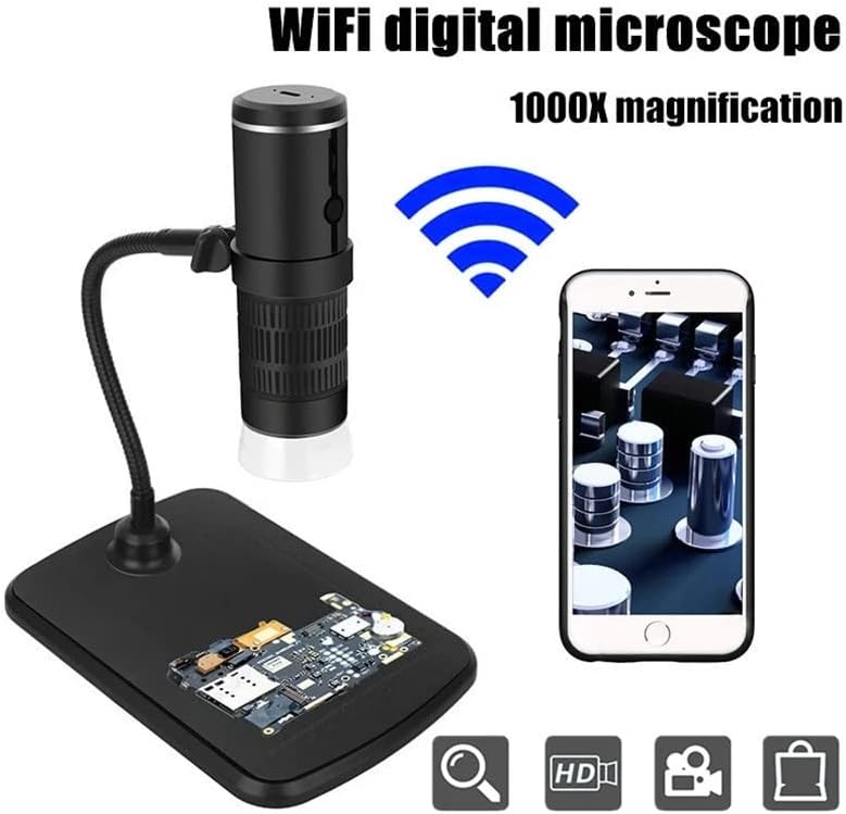 Дигитален микроскоп Liruxun 1000x 1080P Видото со висока дефиниција WiFi Microscope Smart Camera Camera за преглед на слајдшоу за