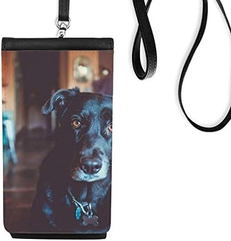 Црно куче миленичиња животно слика телефонски паричник чанта што виси мобилна торбичка црн џеб