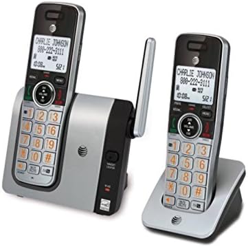 AT & T CL81214 Dect 6.0 Прошибилен телефон безжичен безжичен и личен личен личен и големи копчиња, сребро/црно со две слушалки