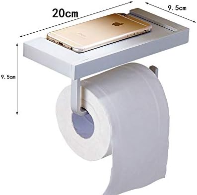 Yuanflq вселенски алуминиумски држач за тоалетна хартија со телефонска полица, монтиран wallид, без држач за хартија за дупчење за кујна за бања