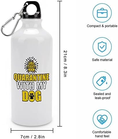 Карантин со моето куче спортско шише со вода алуминиумско уста шише кантина патување со капаци и метална кука