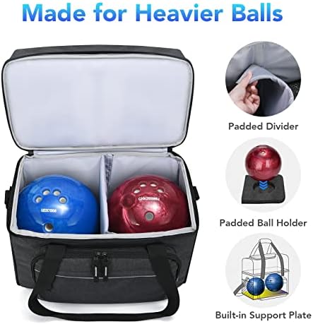 Болче топка торба 2 топка, две торбички за куглање со топка со држач за топка, торбички со двојна топка за куглање за мажи жени,
