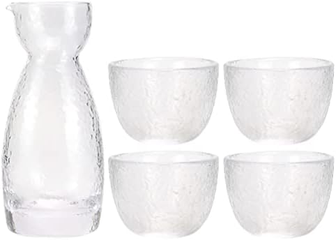 Стаклени чаши од кабилок Поставете стакло за садови 1 сет 5 парчиња јапонски ради стакло чаши за шише шишиња саки чаши ретро
