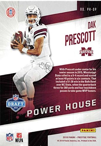 2018 Престиж NFL Power House PH-DP DAK PRESCOTT MISSISSIPPI State Bulldogs Panini Football Card