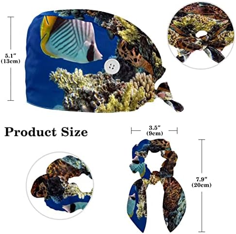 Yoyoamoy Подводна морска желка корали риби женски работни капачиња со копчиња и џемпери, прилагодливо хируршко капаче