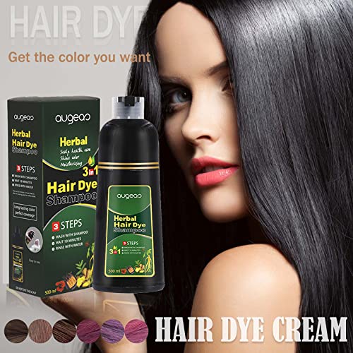 Црн инстант шампон за боја на коса за сива коса, 3-во-1 шампон за боја на црна коса, лесен за употреба шампон за боење на билки,