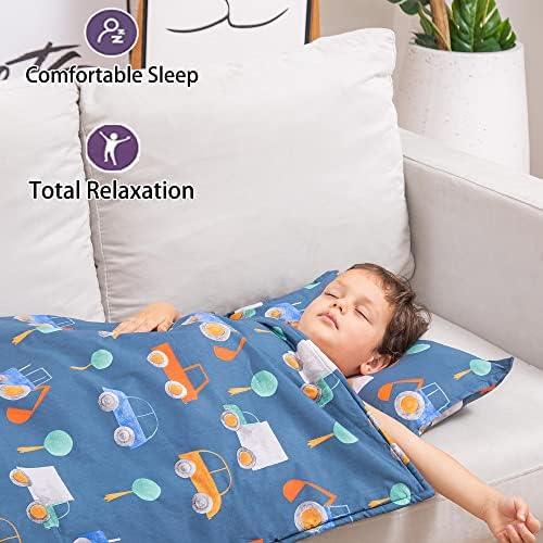 Мат од Росисон-Нап со перница и ќебе, памучна ткаенина, 56x19x2 во, густа подлога за спиење, за дневно згрижување/предучилишно/дете/дете,