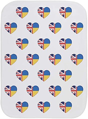 Азееда Обединетото Кралство Украина Знаме Срце Бебешка Подригнување/Крпа За Миење