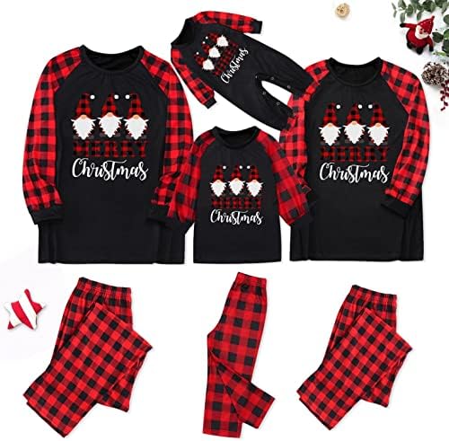 XBKPLO Божиќни пижами за семејни пижами pjs облека за спиење облеки за појавување на збирки сет на Божиќна облека пижами