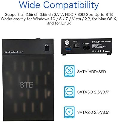 XBOSS HD+ USB 3.0 2.5 3.5 SATA Хард Диск Надворешен Комплет SSD HDD Диск Случај Кутија 5Gbps Поддршка UASP 8TB ДИСКОВИ OTB Еден Допир