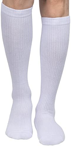 Атмото 4пари Чорапови за компресија на памук за циркулација на мажи и жени 8-15mmhg колено високи чорапи9-11 бело