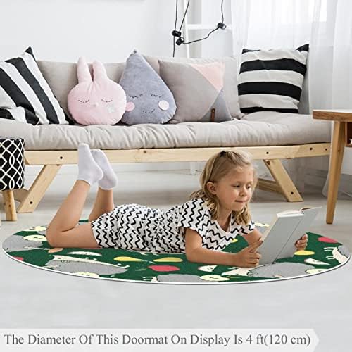 Llnsupply 5 ft круг килим за игра со низок куп, еж, овошје зелено бебе, ползи подни душеци игра игра ќебено новороденче деца тепих плејматска