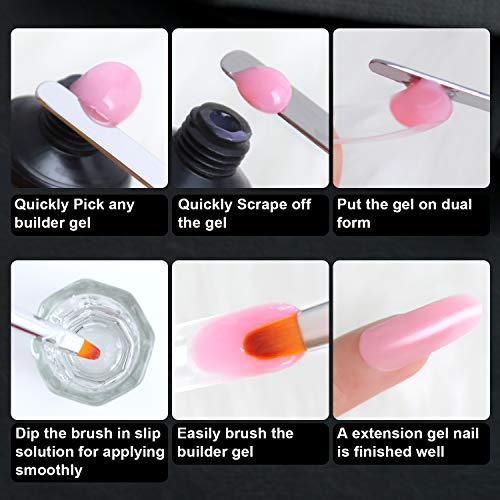 V Butigirl Extension Gel Nail Chrush & Picker од не'рѓосувачки челик двојна нокти шпатула четка поли градежни гел алатка за градежни