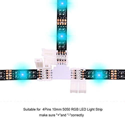 iCreating 5050 4PIN Led Лента Конектор Комплет 10MM RGB 4 ПИНСКИ LED Конектор Додатоци Комплет Вклучуваат L LED Конектори ЗА Лента
