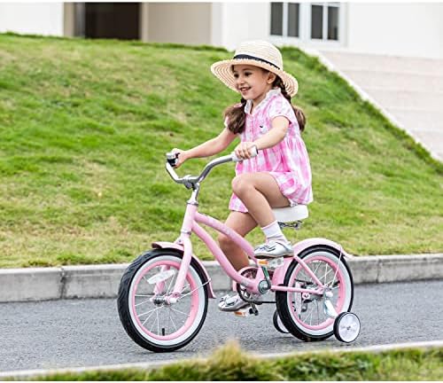 Glerc 14 16 20 инчи детски велосипед, детски крстосувач велосипед со сопирачки и тркала за обука