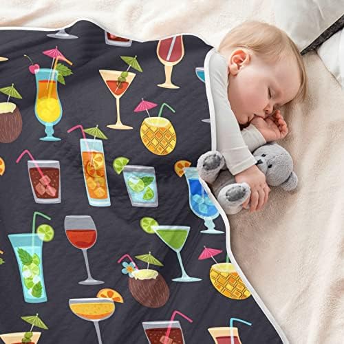 Swaddle Chainte Tropical Cocktails Cooce памучно ќебе за новороденчиња, примање ќебе, лесен меко залепен ќебе за креветчето, шетач, расадник, вино,