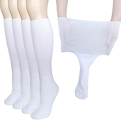 Cirzuex жени мажи Екстра широки дијабетични чорапи за отечени нозе на нозе, баријатриски чорапи, медицински леано чорап од невропатија, лабави
