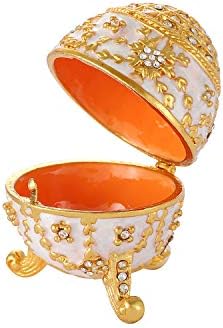 Qifu Faberge јајце во стилот на јајцето, насликана кутија за накит со шарки, уникатен украс за украси за домови, одлична идеја