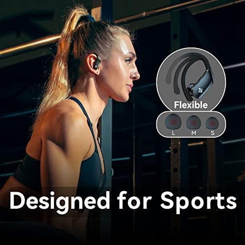 ФК Трговија безжични уши за Nokia T20 Bluetooth слушалки 48 часа играат спортски слушалки со LED дисплеј пупки преку уво со вградени микрофони