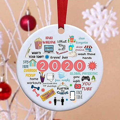 Weispo 2pcs 2020 Божиќ украс, комеморативен украс, 2020 година годишно да се заборави украсот, Божиќниот креативен круг украс за украси