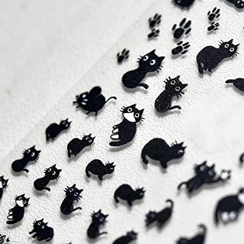 Декларации за нокти/налепници за нокти - црни слатки мачки - тенка - уметност за нокти - нокти за DIY