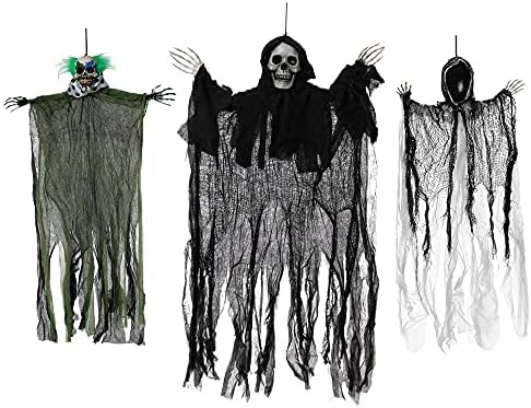 Oyоин 3 пакет Ноќта на вештерките што висат декорација на духови, виси скелет, безличен мрачен жетвар за украс за забави за Ноќта