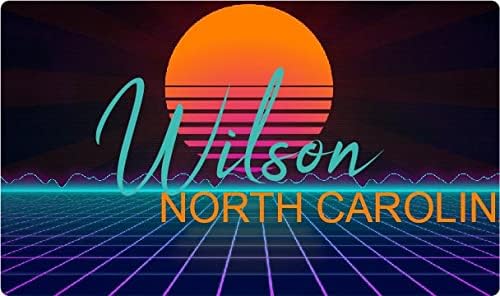 Вилсон Северна Каролина 2 x 1,25-инчен винил деклариран Stiker Retro Neon Design