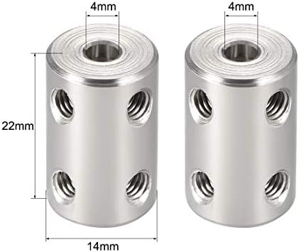 uxcell 4mm до 4mm се роди ригидна спојка поставена завртка L22xd14 не'рѓосувачки челик, конектор за спојување на вратило за 3Д печатачи,