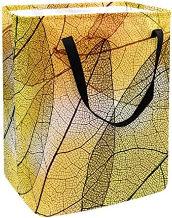 Капотофу Пречка за Перење Со Рачка, Апстрактни Проѕирни Жолти Лисја Склоплива Голема Корпа За Складирање Памук За Облека
