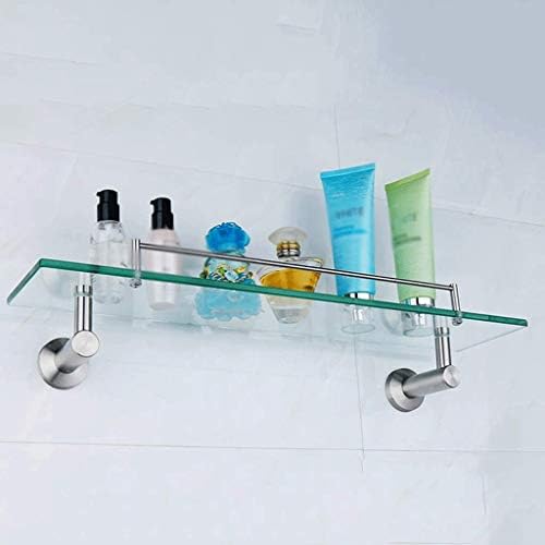Xjjzs стаклена полица за складирање на бања Полка со густо калено стакло и четкан никел 'рѓа