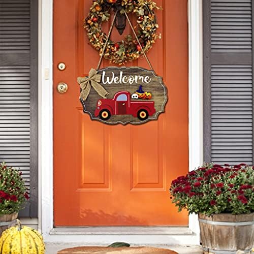 Какироти заменливи сезонски 12 парчиња црвен камион добредојде на вратата знак wallид што виси украси за вinesубените, Велигден,