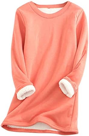 Womenенски топло руно наредени џемпери долги ракави зимски врвови со долна облека маички плус големина топли врвови за долна облека