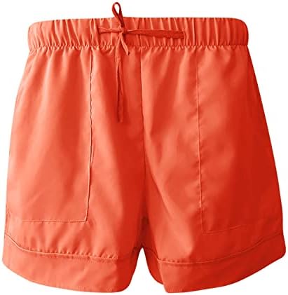 Обична спортска облека еластична половината џеб атлетски летни шорцеви панталони женски шорцеви случајни плус големина удобна влечење лабава