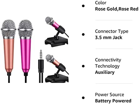 2 парчиња мини микрофон, опрема за пеење микрофон, убав квалитет на вокал, заштеда на простор за мини тип, аудио конектор од 3,5 мм,
