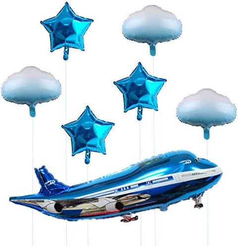 31 инчен Голем Авион Сина Партија Декорација Среќен Роденден Балони 7 парчиња