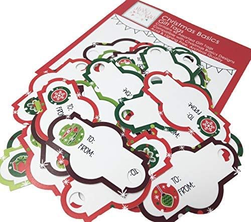 Ознаки за подароци - Божиќни основи - 46 ознаки за Божиќни подароци - 80lb картони - Зависка хартија Сегашна календарска картичка за