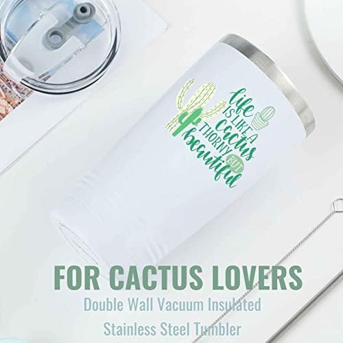 Смешни подароци за смешни кактус за loversубители на кактус, кактус печати 20 мл чаша за патувања од не'рѓосувачки челик, совршени подароци