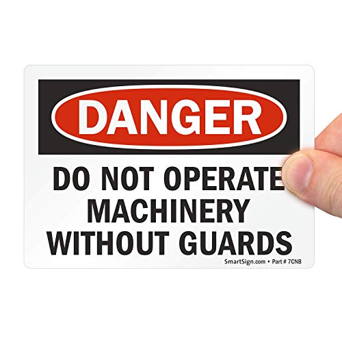 SmartSign „Опасност - не работи машини без чувари“ етикета | Рефлексија со инженер од 10 x 14 3м инженер