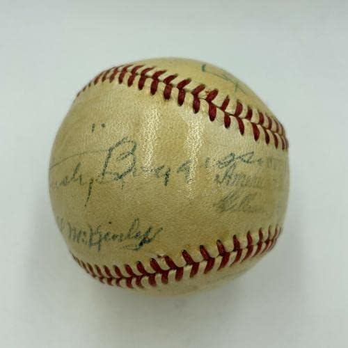 1952 Светска серија Игра користена бејзбол потпишана од umpires Јанкис Доџерс JSA COA - MLB Autographed Game Користена бејзбол