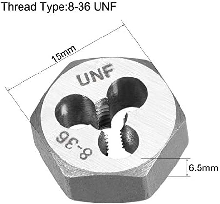 UXCELL 8-36 UNF HEX RETHREDING DIES, јаглероден челик хексагон цевка за умирање, оценка за точност: 2а