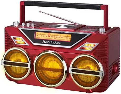 Retro Studebaker Avanti Stereo Boombox со CD, FM стерео радио, Bluetooth прима и пренесува, LED светлосен шоу и 15W субвуфер за бас со голема