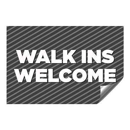 CGSignLab | „Walk Ins Добредојдовте-Стрип Греј“ Тешки индустриски самолепливи алуминиумски wallидови | 27 x18