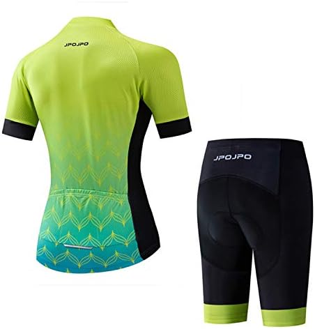 Women'sенска велосипедска облека со кратки ракави велосипед ги поставува биб -шорцевите летни велосипедизам се рефлектираат рефлексивни
