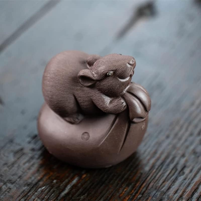 Liruxun рачно изработена пурпурна глина чај домашно миленичиња животински модел скулптура занаети среќни чај фигурински украси кинески чај сет