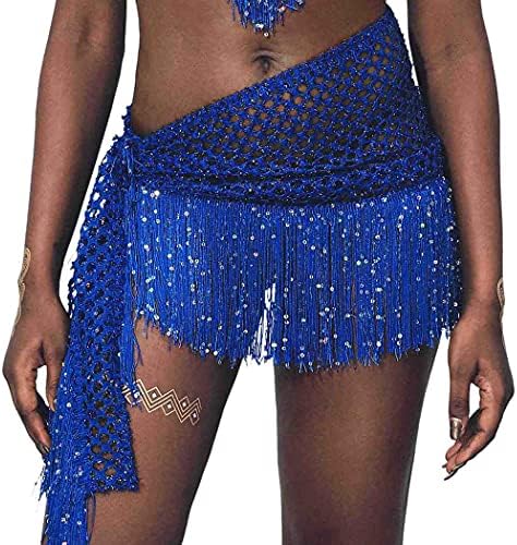 Reetan Boho Belly Dance Hip Chip Tassel Fringe Scirt Sequin Sequin Belly Scirt Sarty Party Performance Costume for Women and Girls