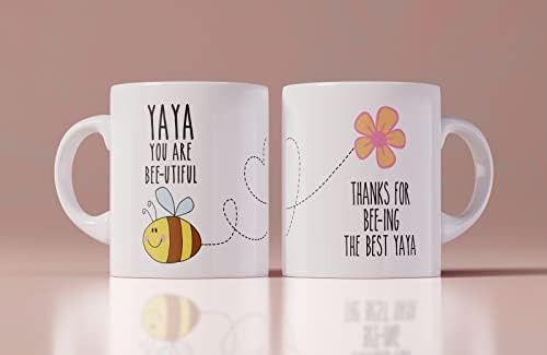 Yaya Вие сте пчела-убава убава, персонализирана порака Симпатична пчела илустрација кафе кригла, подарок за ден на мајки, присутни