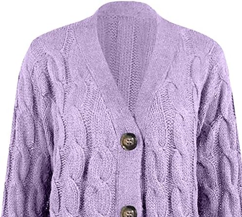 Fragarn жени џемпери за есен, женски бохо крпеници кардиган со долг ракав отворен предниот плетен џемпери џебови